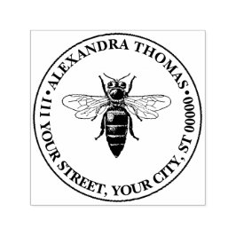 Preppy Heraldische Vintage Bij #2 Naam Retouradres Zelfinktende Stempel