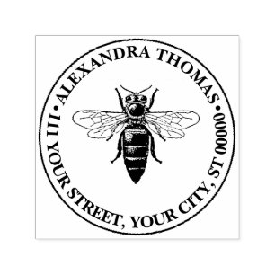 Preppy Heraldische Vintage Bij #2 Naam Retouradres Zelfinktende Stempel