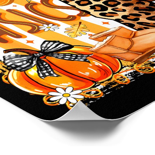 Preppy herfst basis coquette strik pompoen herfst  poster (Hoek)