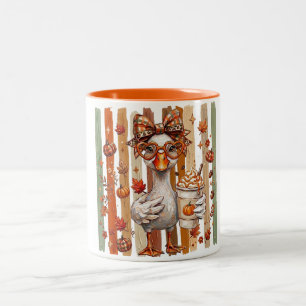Preppy Herfst Domme Gans Coquette Herfst Pompoen S Tweekleurige Koffiemok