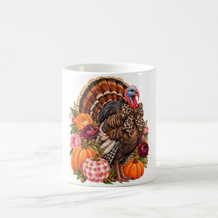 Preppy Herfst Kalkoen Bloemrijke Pompoenen Luipaar Koffiemok