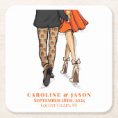 Preppy Herfst paar Douche bruiloft herfstfeest Kartonnen Onderzetters (Voorkant)