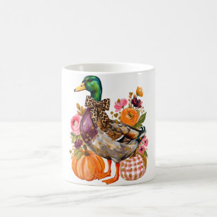 Preppy Herfst Wilde Eend Luipaard Strik Pompoen Fl Koffiemok