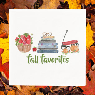 Preppy herfstfavorieten / Appels Boeken Rode wagen Servet