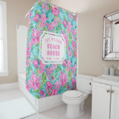 Preppy Hibiscus | strandhuis Douchegordijn (In situ)