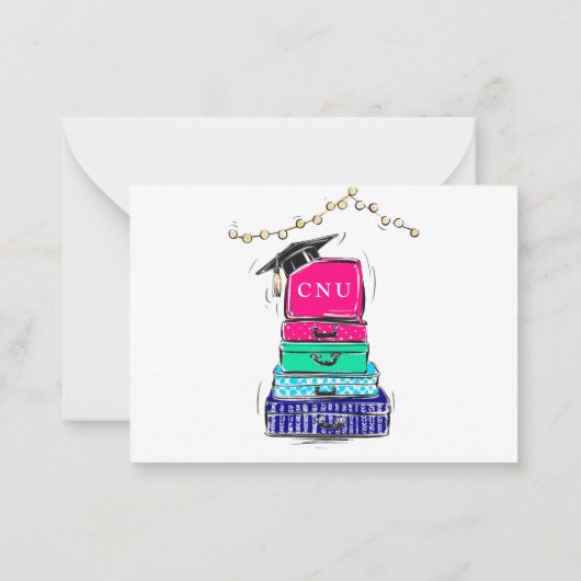 Preppy High School Afstuderen College Suitcase Notitiekaartje (Achterkant)