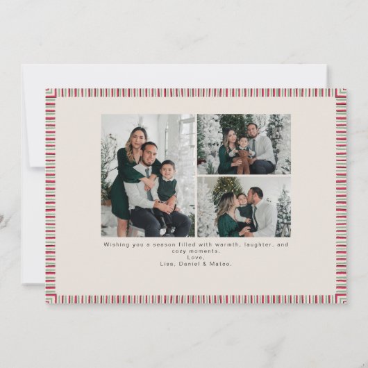 Preppy Holiday Card with Monogram and Family Photo (Achterkant)