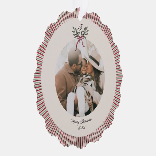 Preppy Holiday Paper Ornament with Photo  (Rechts)
