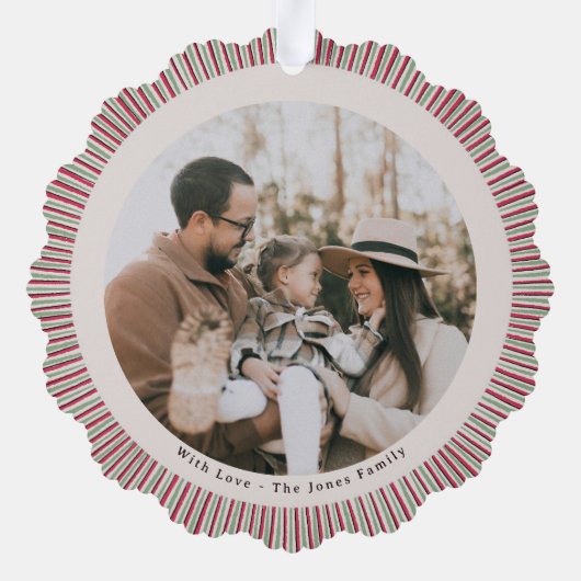 Preppy Holiday Paper Ornament with Photo (Achterkant)