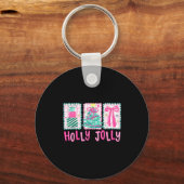 Preppy Holly Xmas Jolly Coquette Bow Christmas Tre Sleutelhanger (Voorkant)