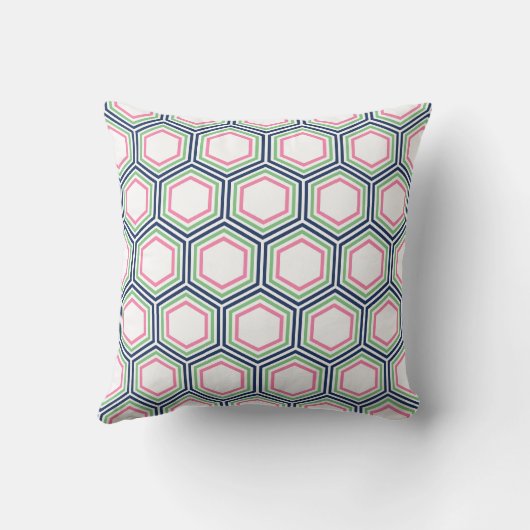 Preppy Honeycomb Pattern Monogram Kussen (Achterkant)