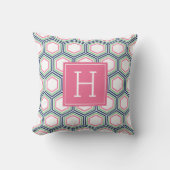 Preppy Honeycomb Pattern Monogram Kussen (Voorkant)