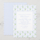 Preppy Hortensia Waterverf Trellis Bewerkbaar Kaart (Voorkant / Achterkant)