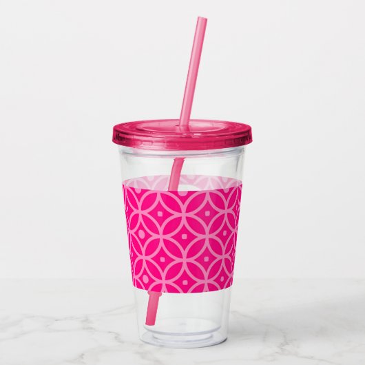 Preppy Hot Pink Acryl Drinkbeker (Achterkant)