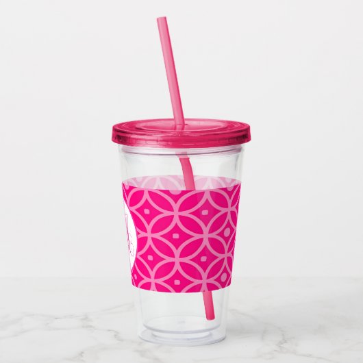 Preppy Hot Pink Acryl Drinkbeker (Links)