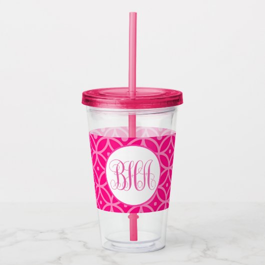 Preppy Hot Pink Acryl Drinkbeker (Voorkant)