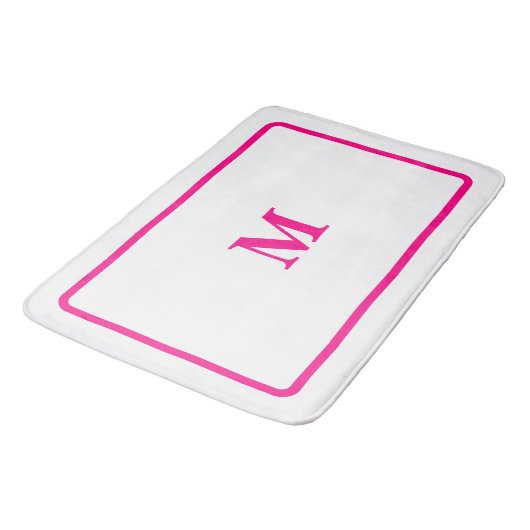 Preppy Hot Pink Elegant minimaal ingelijst Initiaa Badmat (Gekanteld)
