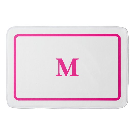 Preppy Hot Pink Elegant minimaal ingelijst Initiaa Badmat (Voorkant)