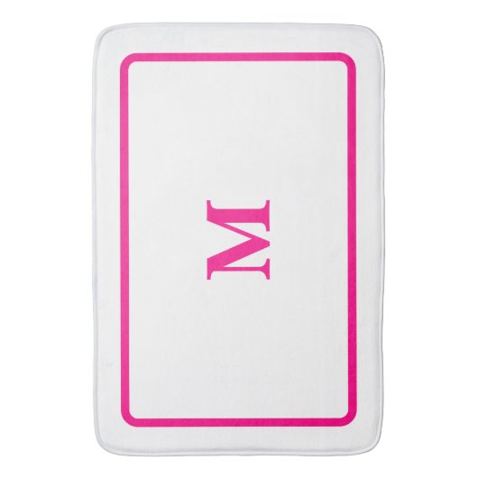 Preppy Hot Pink Elegant minimaal ingelijst Initiaa Badmat (Voorkant Verticaal)