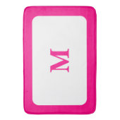 Preppy Hot Pink Elegant minimaal ingelijst Initiaa Badmat (Voorkant Verticaal)
