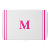 Preppy Hot Pink Elegant Minimal Border Initiaal Badmat (Voorkant)