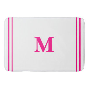 Preppy Hot Pink Elegant Minimal Border Initiaal Badmat