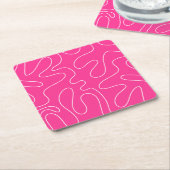 Preppy Hot Pink Squiggle Abstract Kartonnen Onderzetters (Schuin)