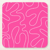 Preppy Hot Pink Squiggle Abstract Kartonnen Onderzetters (Voorkant)