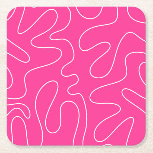 Preppy Hot Pink Squiggle Abstract Kartonnen Onderzetters