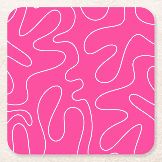 Preppy Hot Pink Squiggle Abstract Kartonnen Onderzetters (Voorkant)
