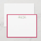 Preppy Hot Pink & white gepersonaliseerd Dank je Bedankkaart (Voorkant / Achterkant)