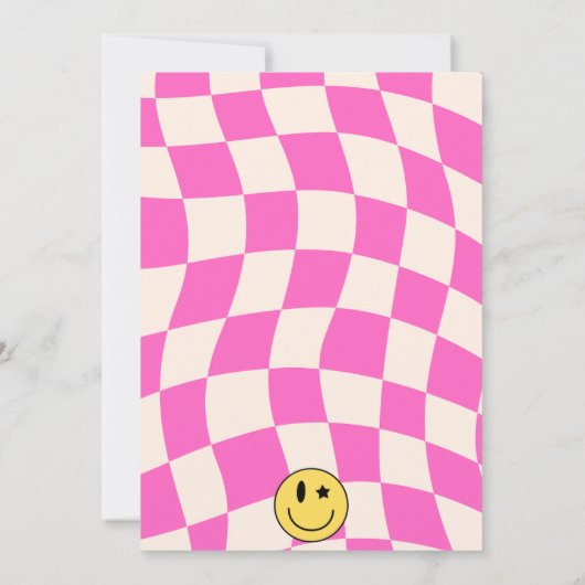 Preppy Hot Pink Y2K Smile Uitnodiging voor verjaar (Achterkant)