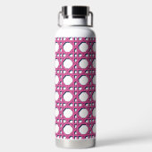 Preppy Hot Roze Riet Rietwerk Monogram Waterfles (Achterkant)