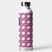Preppy Hot Roze Riet Rietwerk Monogram Waterfles (Links)