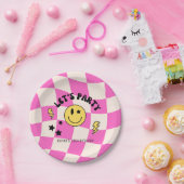 Preppy Hot Roze Y2K Retro Verjaardagspapier Bord (Feest)