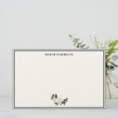 Preppy Houtskool Streep Halloween Dachshund Briefpapier (Staand voorkant)