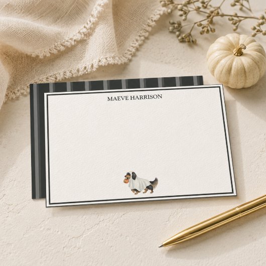 Preppy Houtskool Streep Halloween Dachshund Briefpapier