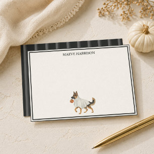 Preppy Houtskool Streep Halloween Duitse Herdersho Briefpapier