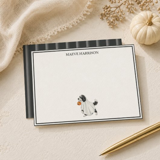 Preppy Houtskool Streep Halloween Labradoodle Briefpapier
