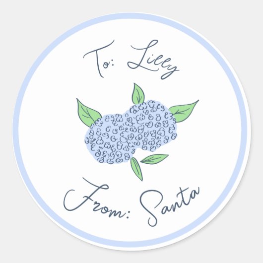 Preppy Hydrangea Christmas Custom Gift Label Stick (Voorkant)