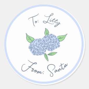 Preppy Hydrangea Christmas Custom Gift Label Stick
