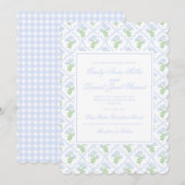 Preppy Hydrangea Waterverf Trellis Wedding Kaart (Voorkant / Achterkant)
