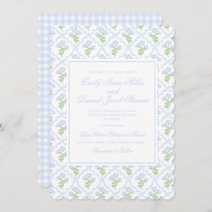 Preppy Hydrangea Waterverf Trellis Wedding Kaart