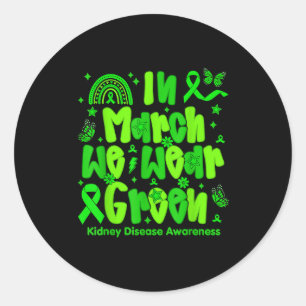 Preppy in maart draag groen nierziekte bewustzijn ronde sticker
