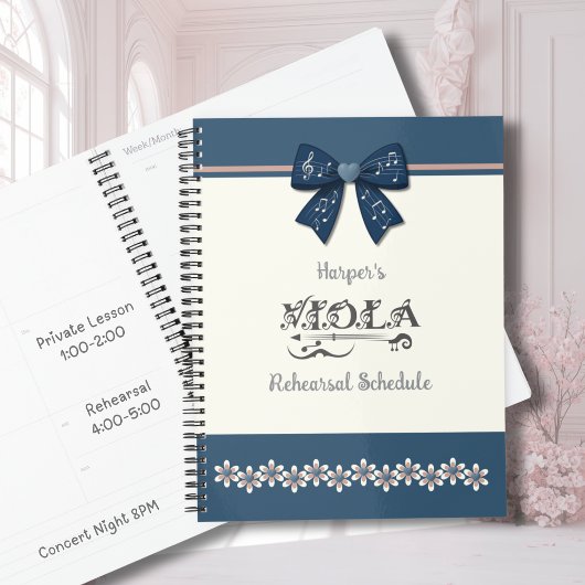 Preppy Indigo Blauw Bloemig Viola Orkest Planner