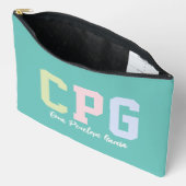 Preppy initialen schattig trendy blauwgroen 3 foto etui (Open)