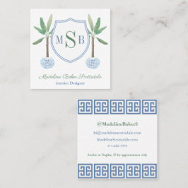 Preppy Interior Designer Monogram Banana Tree  Vierkante Visitekaartje