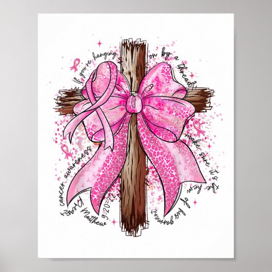 Preppy Jesus NK Bow Cross Borstkanker Bewustzijn Poster (Voorkant)
