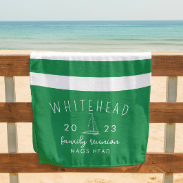 Preppy Kelly Green Streep Zeilboot Monogram Strand Strandlaken