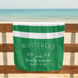 Preppy Kelly Green Streep Zeilboot Monogram Strand Strandlaken